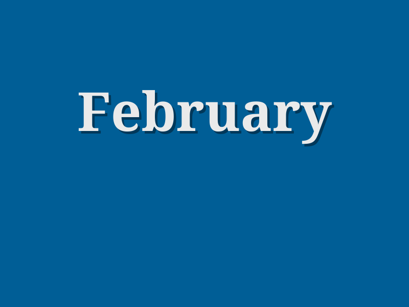 Month landmark holder for February. Click here for a summary of events in February