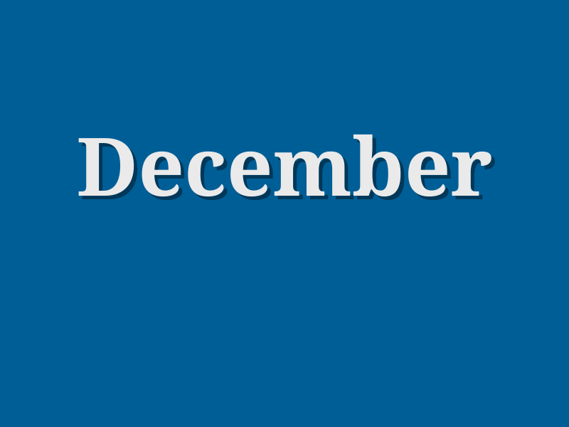 Month landmark holder for December. Click here for a summary of events in December