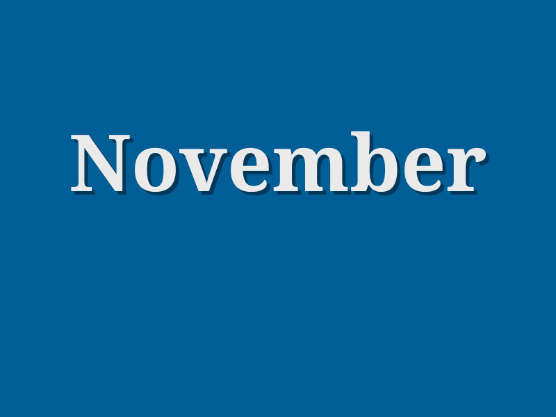 Month landmark holder for November. Click here for a summary of events in November